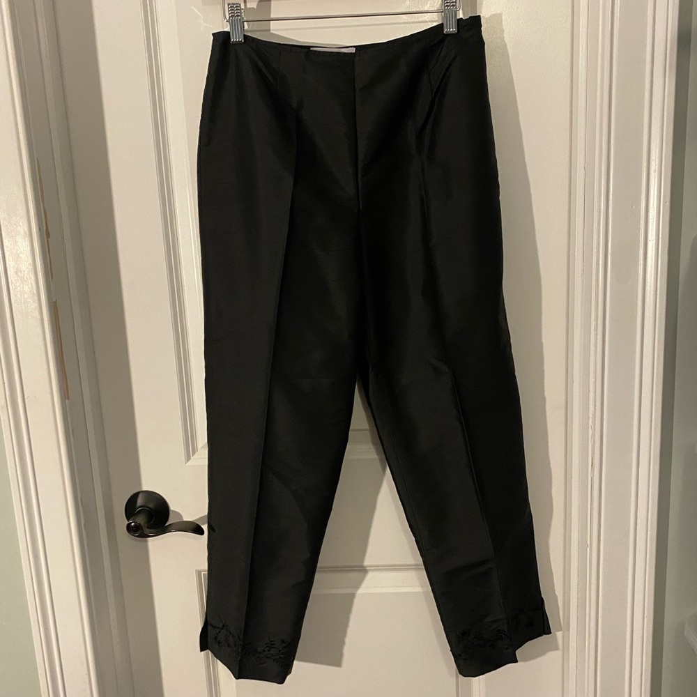 Sutton Studio Black Tailored 100% Silk Dress Pants
